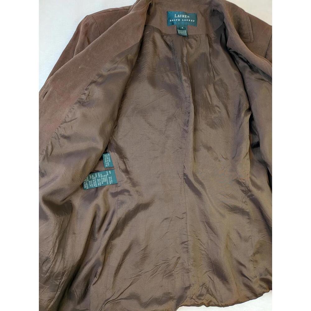 Ralph Lauren Women’s Size 4 Brown Silk & Linen Button Up Blazer Jacket - Picture 5 of 9
